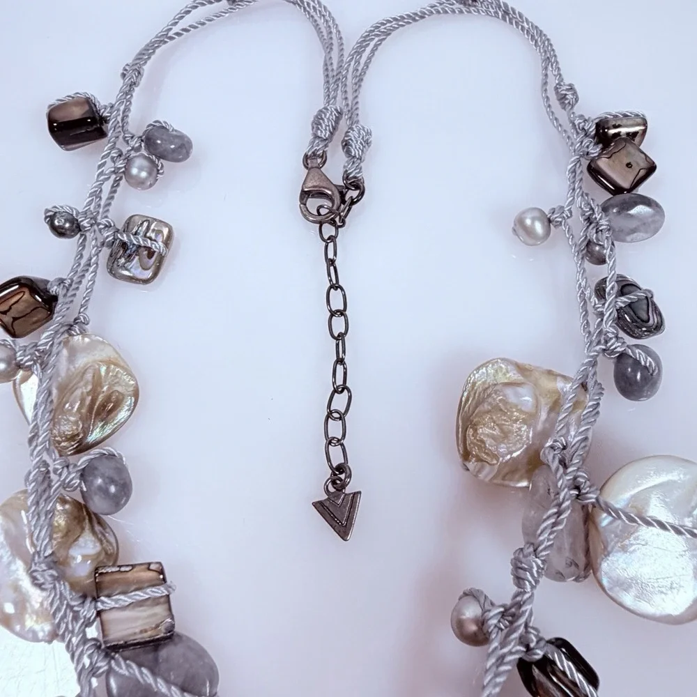 Silpada Necklace Boardwalk Sterling Silver Mother of Pearl Quartz Shell N2098